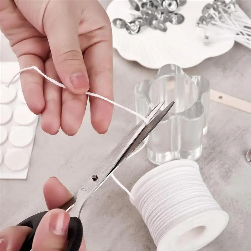 Description Picture 6 of item30-100pcs /Set Waxed Cotton Candle Wicks Set Smokeless Wax Core DIY Soy Wax Core Woven Kerosene Lamp Candles Making Supplies
