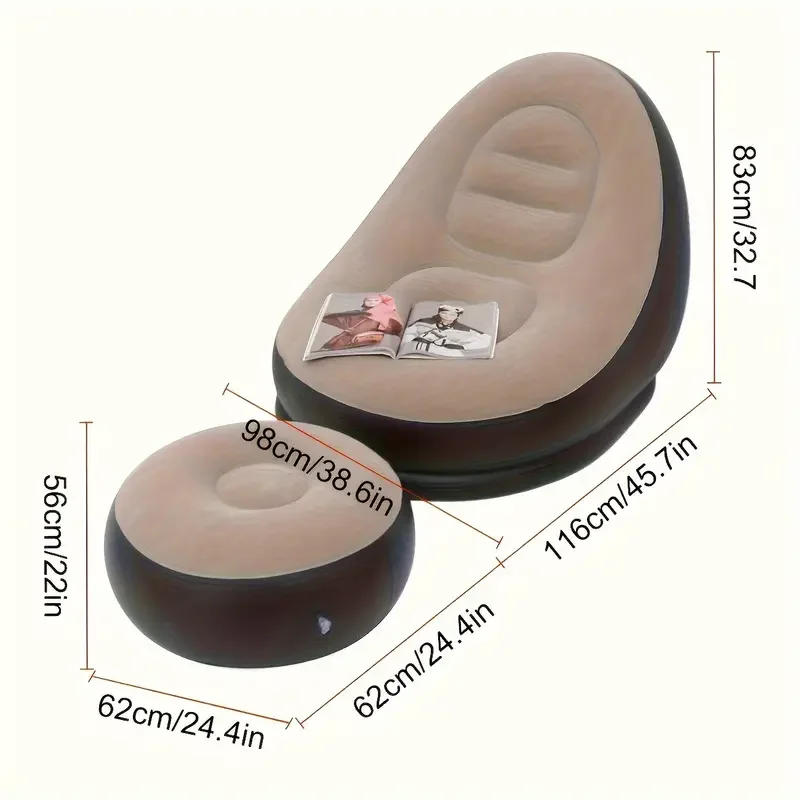 Description Picture 2 of itemInflatable sofa chairs and ottomans, foldable inflatable lazy sofa lounge chairs are convenient to carry（with an air pump）