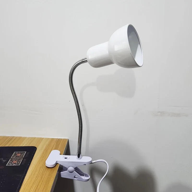 Description Picture 4 of itemE27 Desk Lamp with Clamp Base and Adjustable Gooseneck EU US Plug in Clip Lamp for Cupboard Desk Bedside Small Book Lamp