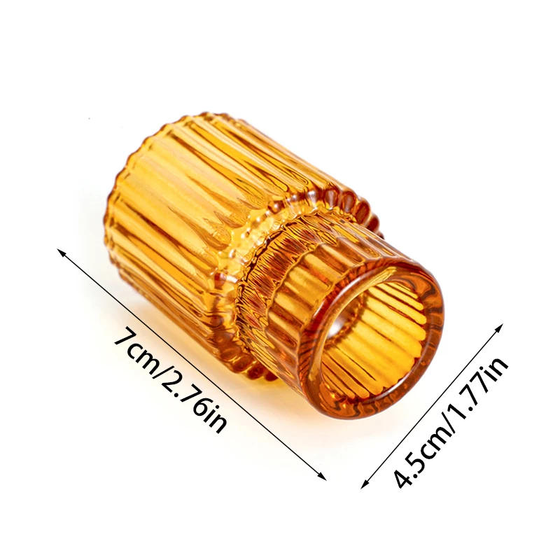 Description Picture 5 of itemVintage European Candles Holders Amber Pink Transparent Glass Candlestick Nordic Vertical Patterned Table Candle Stand
