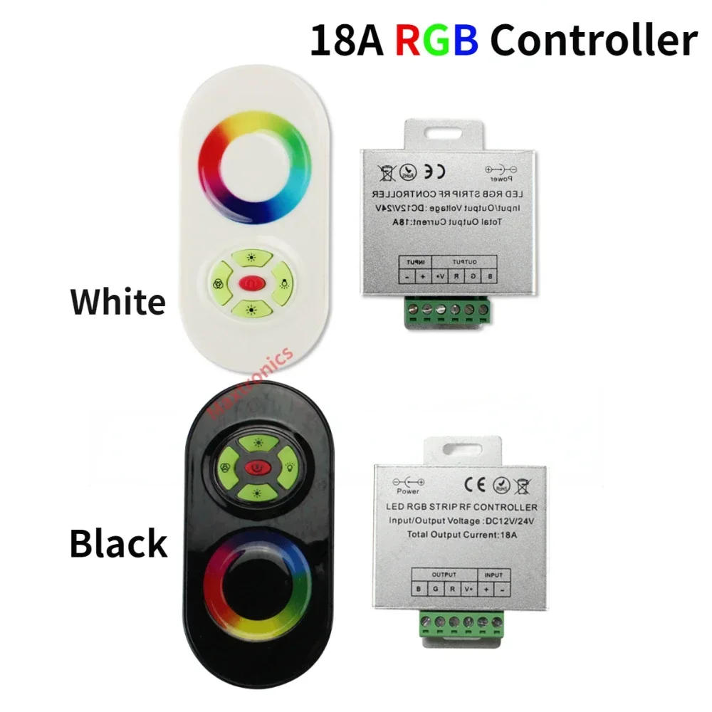 Description Picture 2 of itemHot DC12V-24V 18A RGB Controller Wireless RF Touch Panel Dimmer 5 Keys Remote Controle for 2835 3528 5050 RGB LED Strip Lights