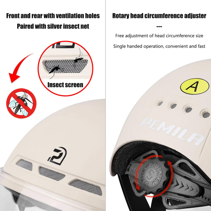 Description Picture 4 of itemPEMILA Cycling Helmet With Goggles Lens Ear Protection Reflective Sticker Bicycle Helmet MTB Road E-Bike Bike Helmet For Adult