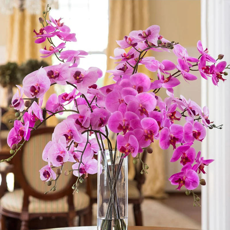 Description Picture 3 of item9 Heads 98cm Artificial Butterfly Orchid Flowers Fake Moth Orchids Flowers for Wedding Christmas Festival Home Decor