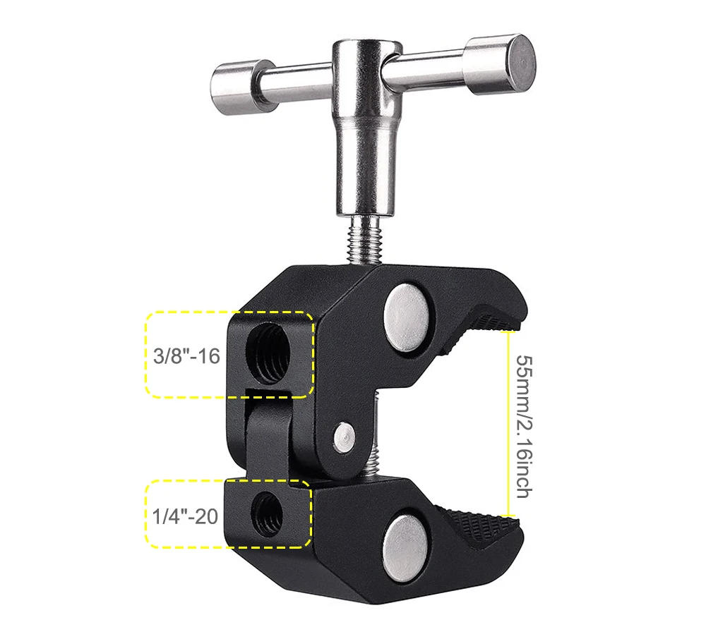 Description Picture 6 of itemPhotography Super Clamp w/1/4'' and 3/8'' Thread Clip for DSLR Cameras, Light Stand, Rods, Lights, Hooks, Shelves, Cross Bars