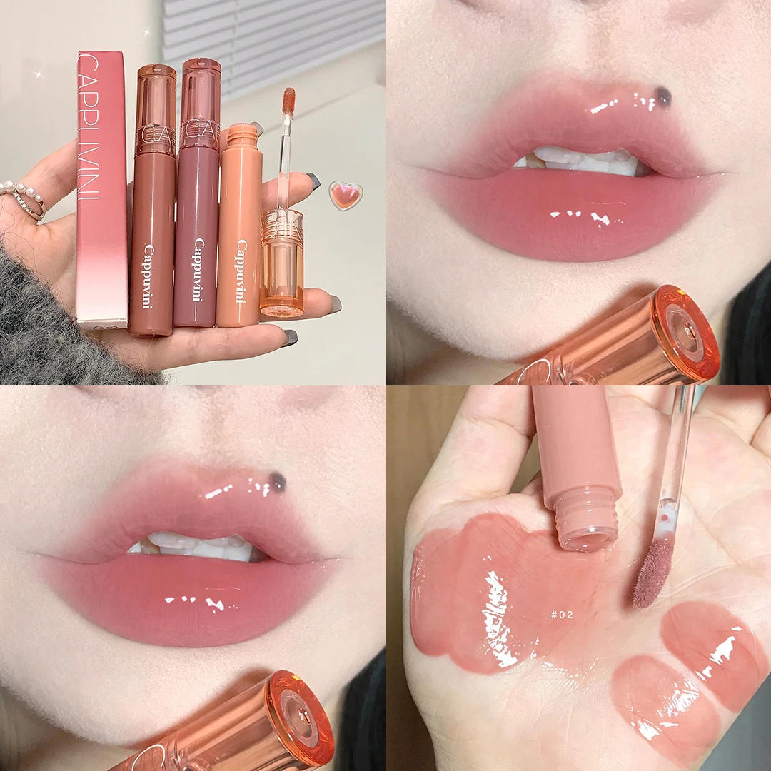 Description Picture 6 of itemCrystal Jelly Lip Gloss Moisturizing Water-light Clear Lip Oil Waterproof Long Lasting Nude Glossy Grape Red Lip Tint Makeup