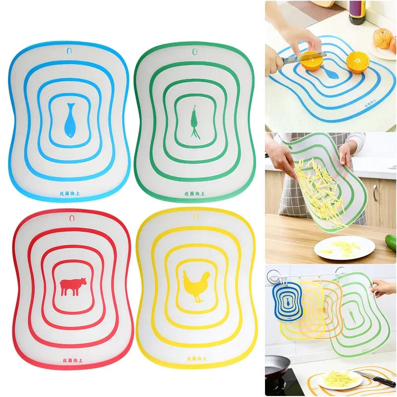 Description Picture 2 of item4pcs Kitchen Non-slip Chopping Blocks Flexible Cutting Board Plastic Cutting Boards Classification Chopping Board Kitchen Tool