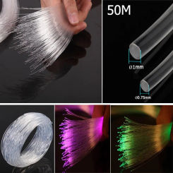 50mx0.75mm/1.0mm PMMA Plastic Fiber Optic Cable End Glow Led Light Clear DIY