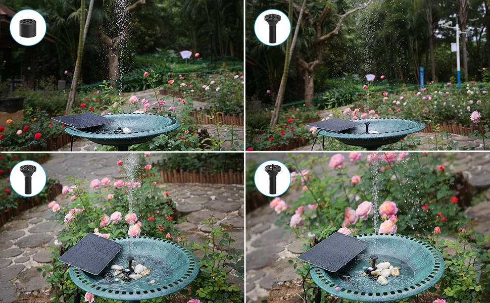 Description Picture 4 of itemDIY 9W  Solar Water Fountain for Garden Decorate with Nozzles Water Pipe for Bird Bath Solar Powered Outdoor Fountain for Ponds