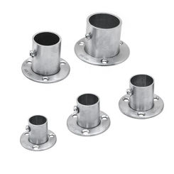 652F Stainless Steel Pole Socket Flange Rod Holder Wall Mount Pipe Bracket for Closet Wardrobe Shower Curtain Rod (Silver)