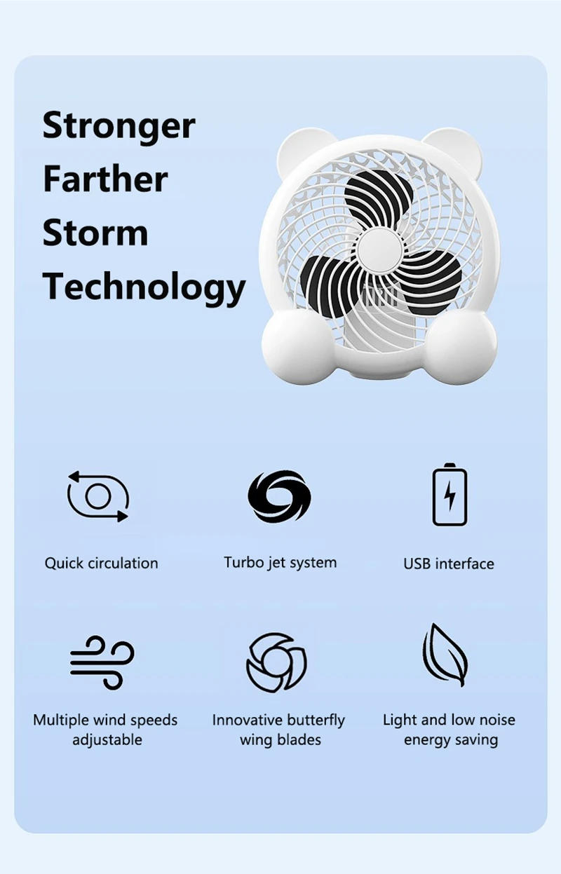 Description Picture 3 of itemDesktop Fan Office Home Silent 2-speed Electric Fan Usb Dormitory Camping Outdoor High Speed Portable Small Desktop Fan