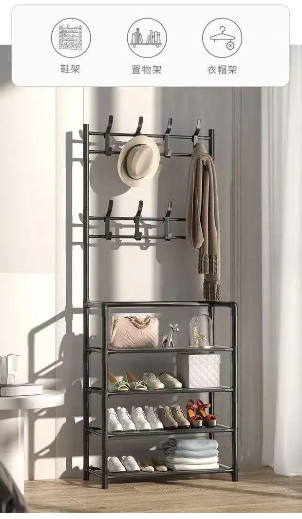 Description Picture 5 of itemClothing Rack for Living Room Bamboo Wall Shelf Furniture Floor Coat Rack Metal Clothes Hanger Iron Sofa Shoe Organizer Chair