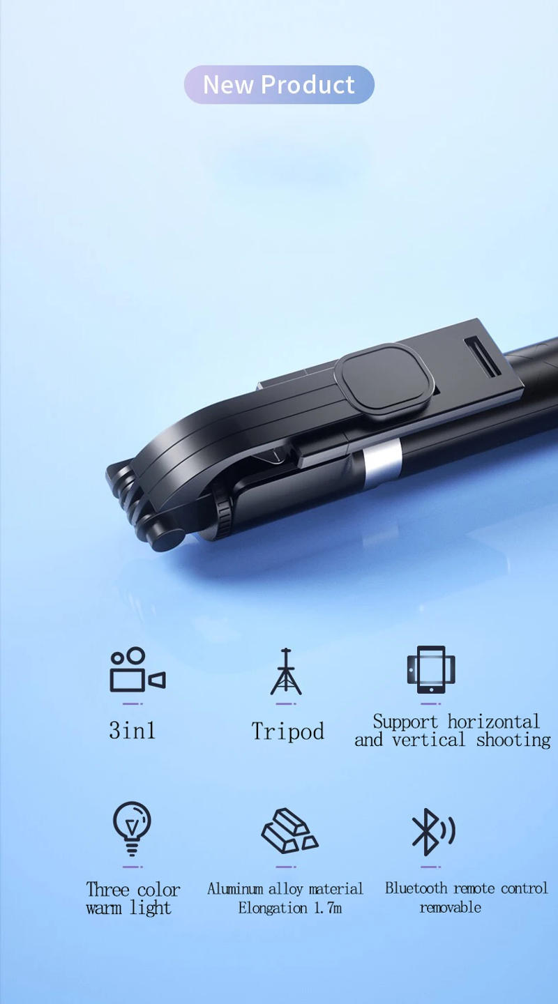 Description Picture 4 of item1.7m Extendable live Tripod Selfie Stick Support LED Ring Dual Light Mirror Stand 4 in 1 Phone Mount for iPhone 15 14 11 Android