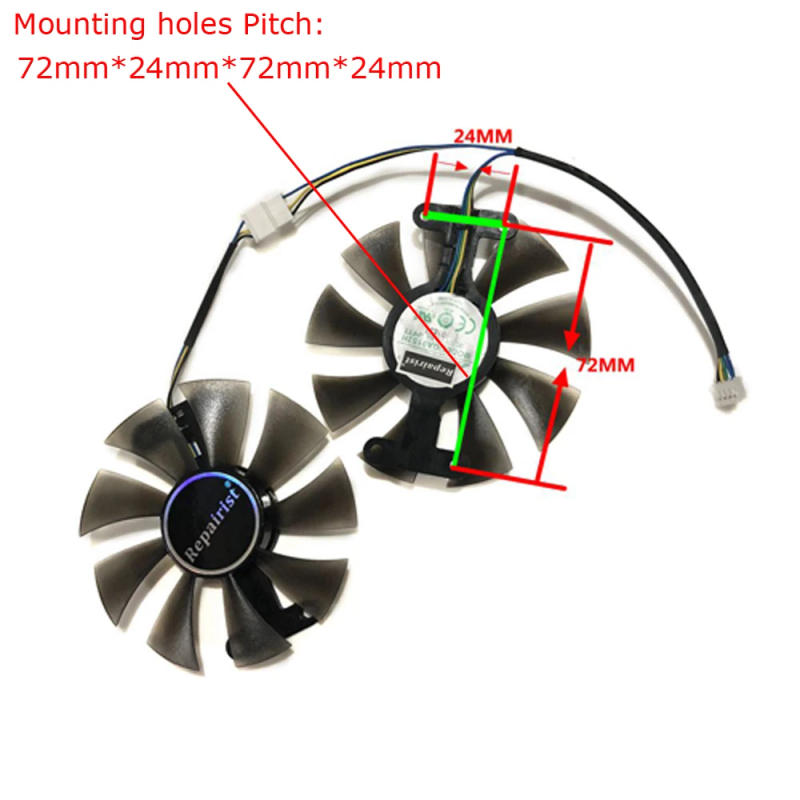 Description Picture 3 of item2Pcs/Set,Video Cards Fan,FL801512VB,GPU Cooler,For SJS AMD RX580 RX 580 8GB 2048SP Gaming White Edition,Graphics Card Cooling