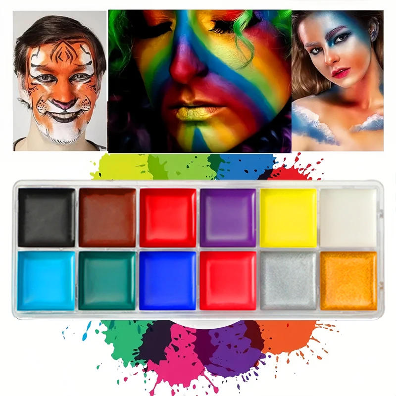 Description Picture 4 of item12-Color Facial And Body Painting Set, Safe And Non-Toxic, Suitable For Halloween, Carnival, children And Adults