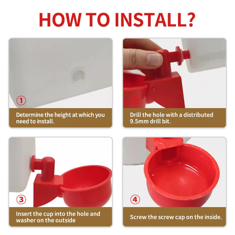 Description Picture 4 of item5/10/20 Pcs Automatic Poultry Drinking Bowl Chicken Waterer Cups Duck Drinking Machine Hanging Drinking Bowls Water Dispenser