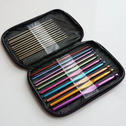22pcs/Set DIY Craft Yarn Sewing Needle with Case Ergonomic Aluminum Crochet Hooks Multicolor Mixed 2-8mm Knitting Needles