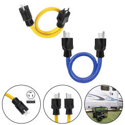 3Prong Plug 12AWG 125V Double Male Extension Cord Generator Adapter For Transfer For RV Boat Battery Solar Panel Portable Power