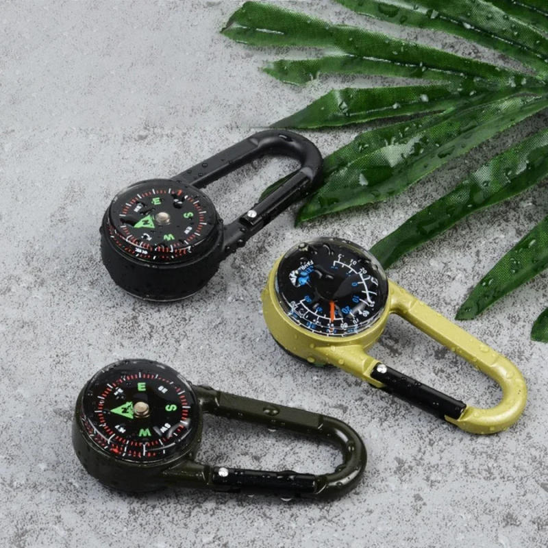 Description Picture 3 of itemCompass Thermometer Carabiner 3 in 1 Mini Compass Carabiner Clip Outdoor Hiking Survival Key Ring Double Sided Metal Compasses