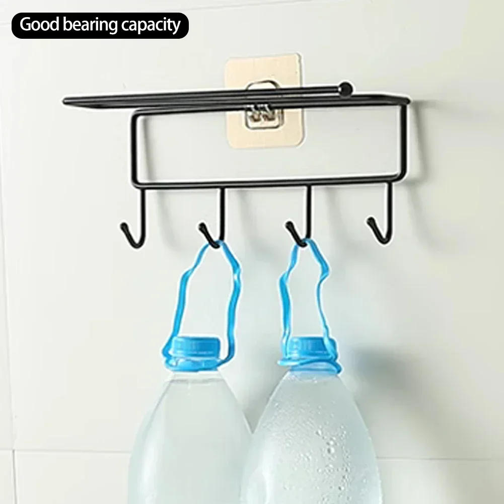 Description Picture 4 of item5pcs Wall Adhesive Hooks Transparent Wire Shelf Rack Hook Wall Mount Free Punch Kitchen Bathroom Non Trace Stickers Holder