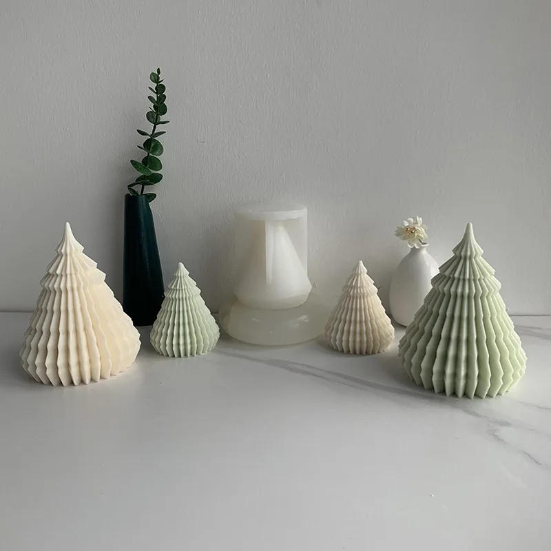 Description Picture 5 of itemOrigami Relief Christmas Tree Candle Silicone Mould DIY Conical Geometry Soap Gypsum Making Chocolate Mold Holiday Decor Gift