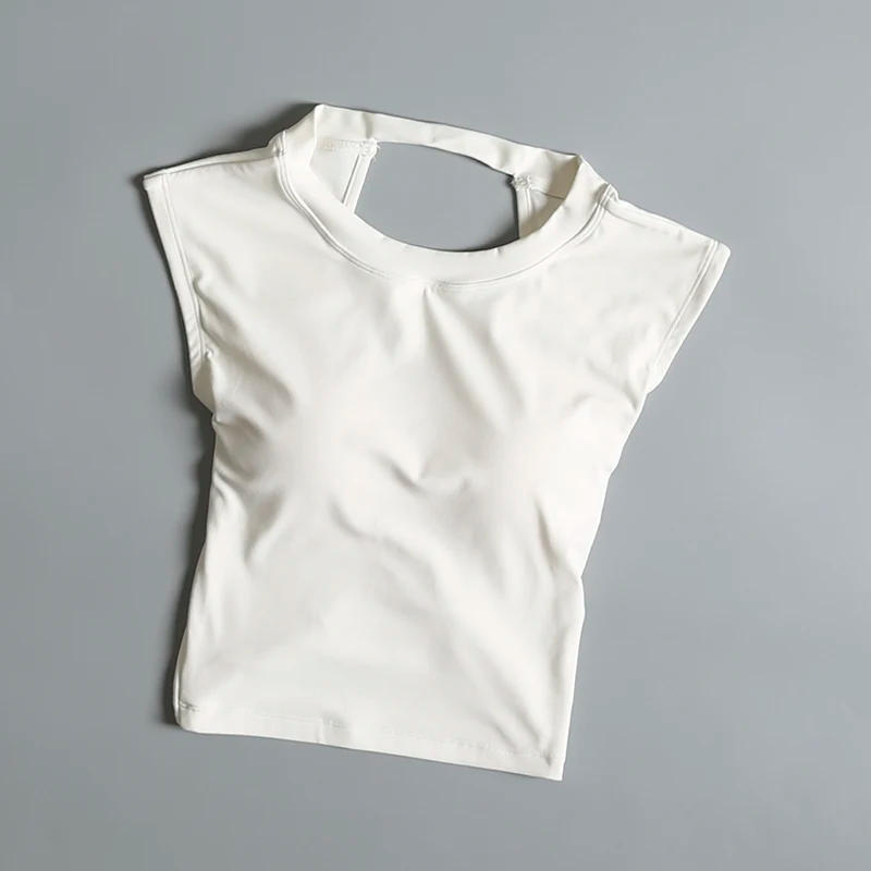 Description Picture 5 of itemSummer Sexy Short Backless Fixed Chest Pad Sports T-shirt Vest Women's Tight Quick-drying Sports Bras Sleeves Slimming Yoga Top