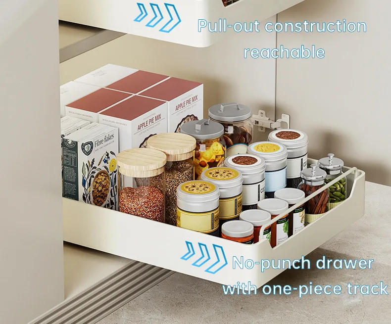 Description Picture 3 of item1PC Kitchen Storage Rack with Slide Rails Pull-out Kitchen Drawer Type Storage Tray Spice Box Storage Rack Cabinets Organizer