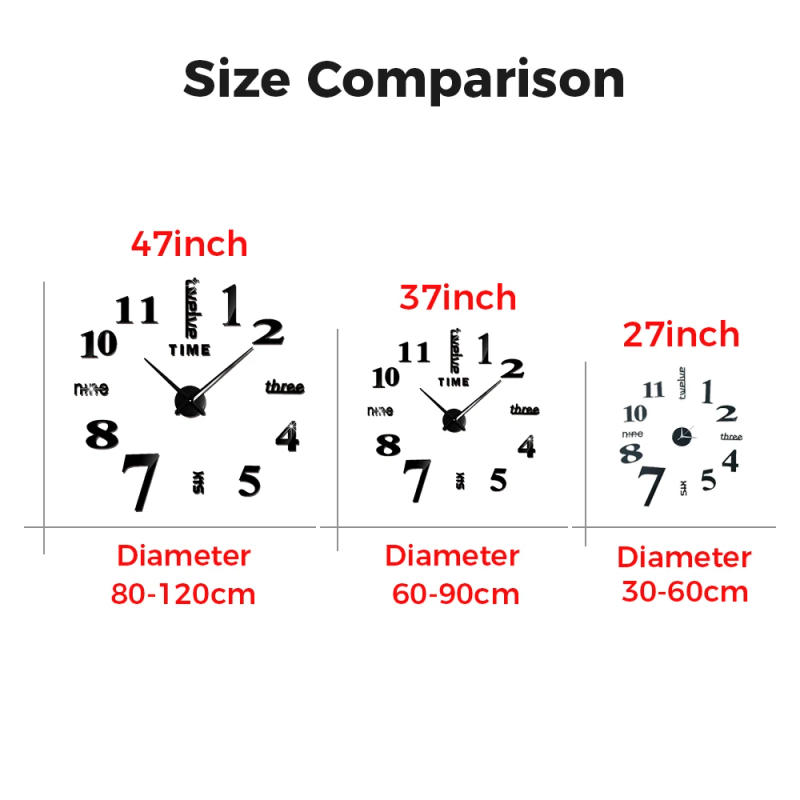 Description Picture 5 of item3D Wall Clock Mirror Wall Stickers Creative DIY Wall Clocks Modern Design Mute Quartz Needle Watch reloj de pared Home Decor HOT