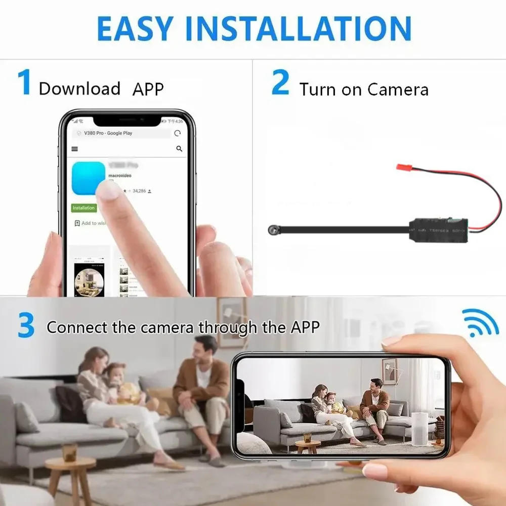 Description Picture 5 of itemDIY WIFI IP Mini Camera Module Motion DV 1080P P2P Camera Video Recorder Home Security Mini Camcorder Remote Control Hidden TF