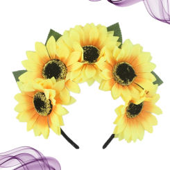 Tiara Sunflower Headwear Bohemia Hawaiian Party Hair Hoop Simulate Banquet Headdress Photo