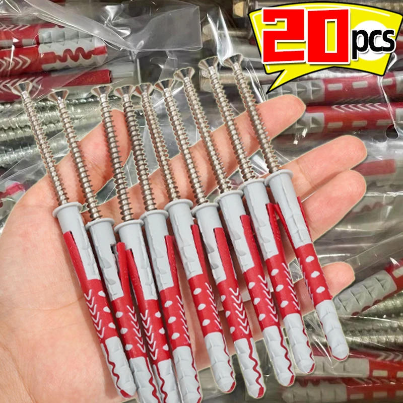 Description Picture 4 of item1/20PCS Expansion Tube Self Tapping Screw Sets Drilling Plug Concrete Wall Plug Expansion Bolt Fasteners Anchors Hardware Tools