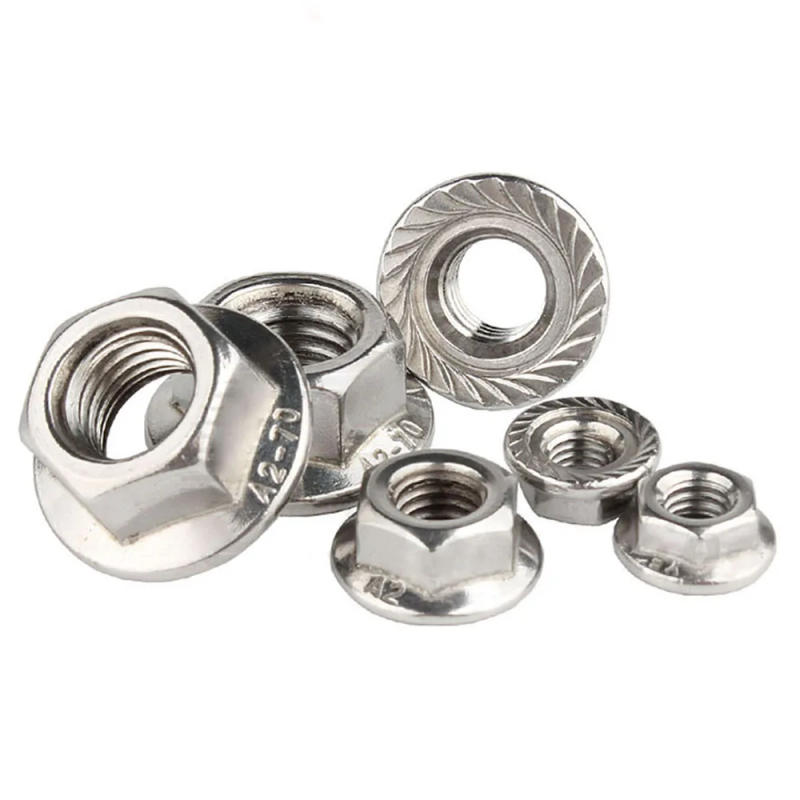 Description Picture 4 of item5-200Pcs Hexagon Flange Nuts M4 M5 M6 M8 M10 M12 201 Stainless Steel Hex Flange Face Nuts With Auto-Locking Serrated Screw Locks