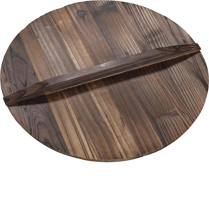 Description Picture 3 of item32CM Wooden Wok Lid Round Natural Lid Pot Kitchen Cookware Wood Pan CoverKitchen Accessories Covers