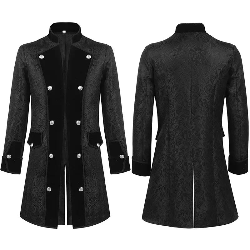 Description Picture 3 of itemMedieval Men Gothic Trench Coat Victorian Uniform Halloween Costume Steampunk Renaissance Jacket Double-breasted Clothing