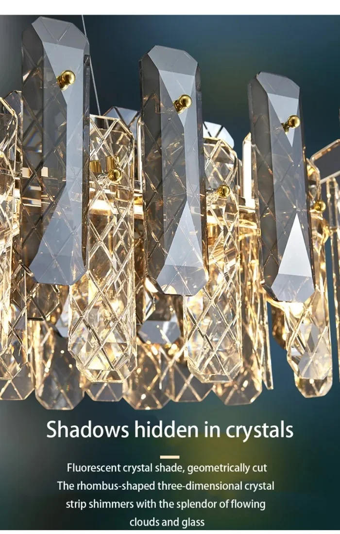 Description Picture 5 of itemModern Luxury Crystal Chandelier Glass Pendant Light Home Decor Living Dining Room Kitchen Bar Decoration Indoor Hanging Lamps