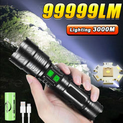 NEW 99999LM Most Powerful White Laser Led Flashlight USB Rechargeable Torch Zoom Lantern Long Range Camping Hunting Lantern