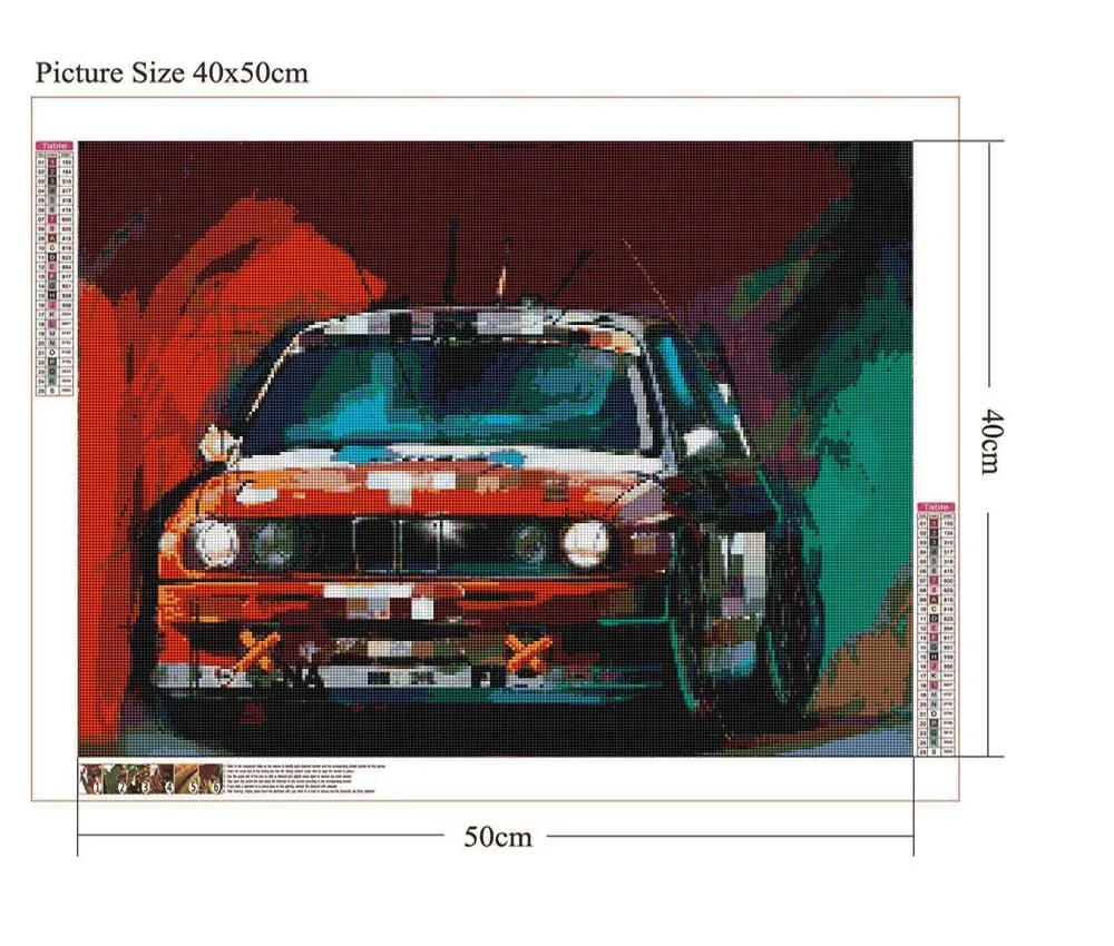 Description Picture 5 of item5D Diamond Painting Wall Art Decor, Modern Popular Colorful Racing Rally Car, Cross Stitch Rhinestones Embroidery Diamond Mosaic