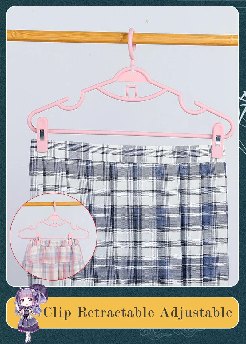 Description Picture 6 of item5/10PCS Multifunctional Clothes Hanger With Clip Set Of Hangers Space Saving Non-Slip Storage Women's Skirt Clothes Organizer