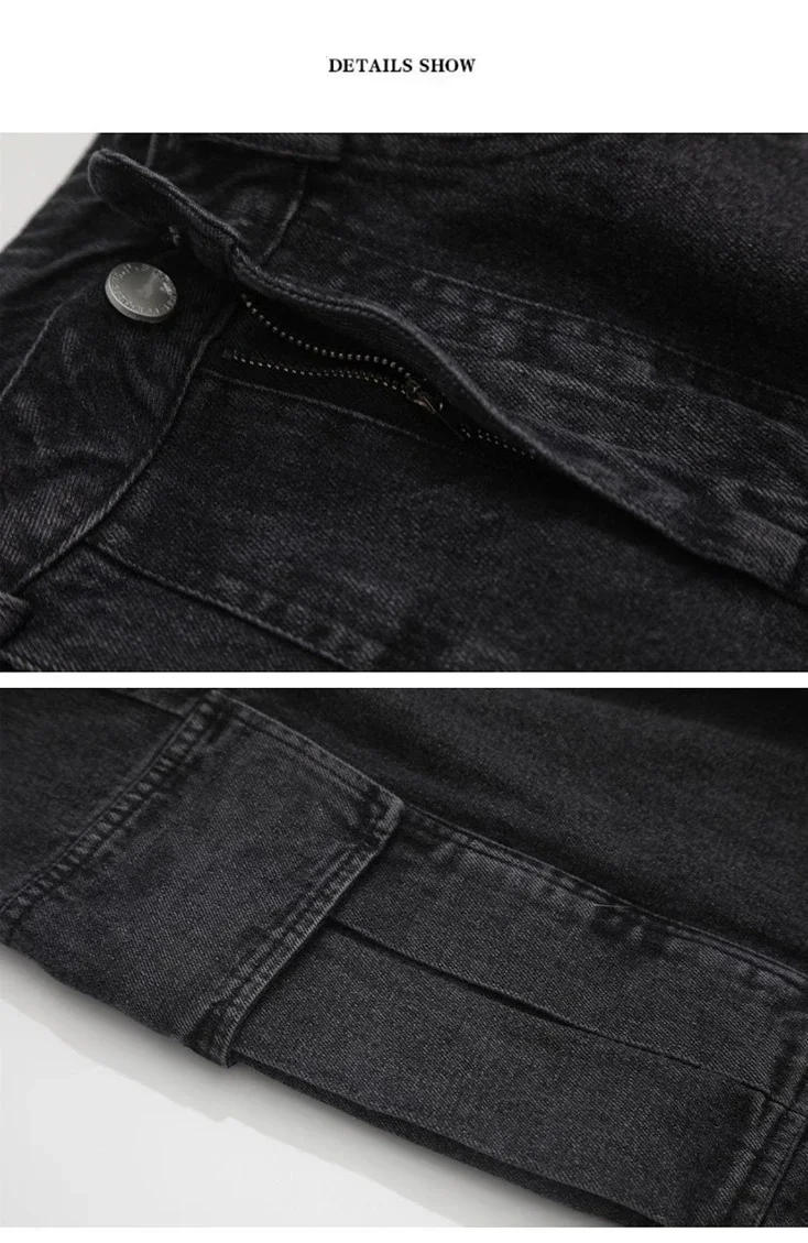 Description Picture 5 of itemBaggy Jeans Men Black Wide Denim Pants Oversize Cargo Korean Fashion Male Clothes Streetwear Trousers Sweatpants