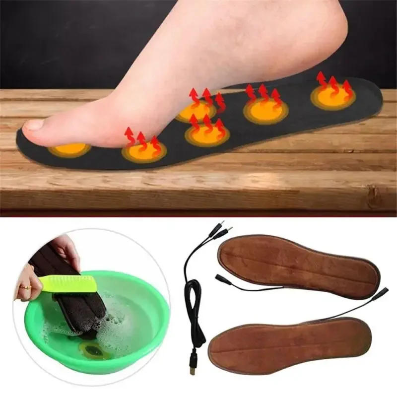 Description Picture 4 of item3 Heating Methods Heated Insoles Winter Shoe Inserts USB Charged Electric Heated Insoles For Shoes Keep Warm With Fur Foot Pads