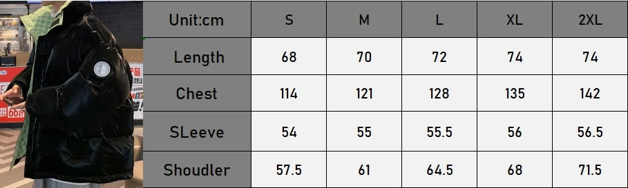 Description Picture 4 of itemWinter Windproof Warm Down Jacket Men Women Fashion Casual Solid Color Stand Collar Parkas Harajuku Thicken Thermal Coat Unisex