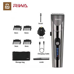RIWA Electric Hair Clipper Kit, Washable Rechargeable Professional Barber Haircraft Trimmer With Carbon Steel Cutter Head