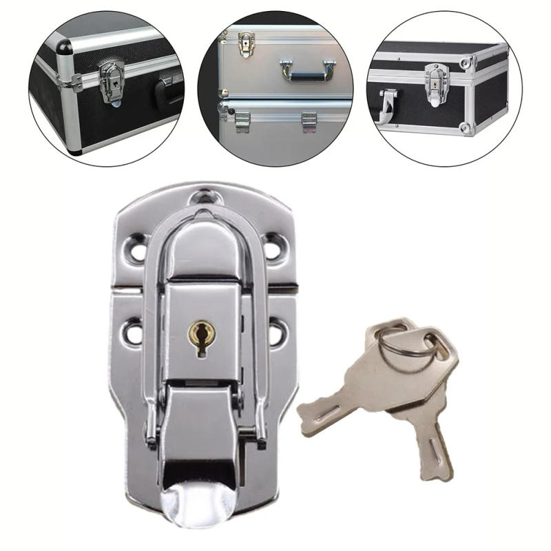 Description Picture 3 of itemDrawer Locks Latch Hasp Lock Boxes Cabinets Buckle Lock Latch Hasp Secure Locking System Suitcase Locker Brand New