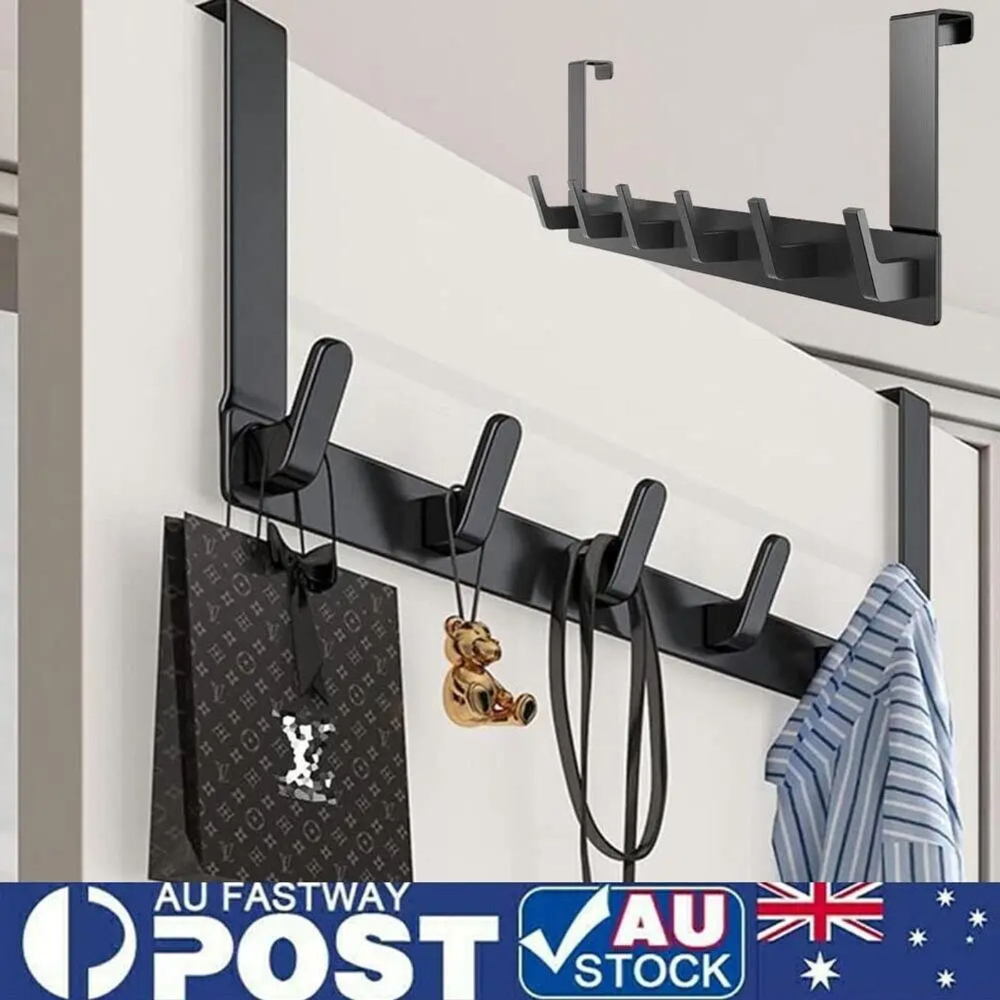 Description Picture 4 of itemHooks Over The Door 6 Hooks Home Bathroom Organizer Rack Clothes Coat Hat Towel Hanger Bathroom Kitchen Accessories Door Hang