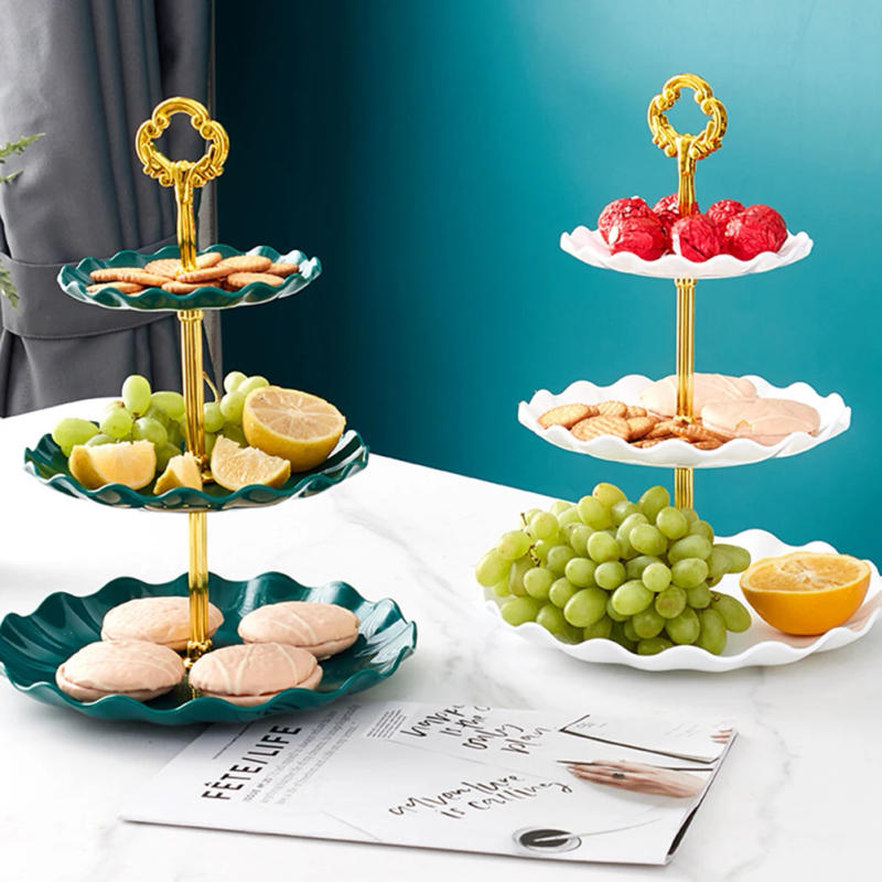 Description Picture 6 of item3 Tier Plastic Round Serving Trays Cake Stand Cupcake Holder Fruits Dessert Display Plate Dishes Tableware for Party Festival