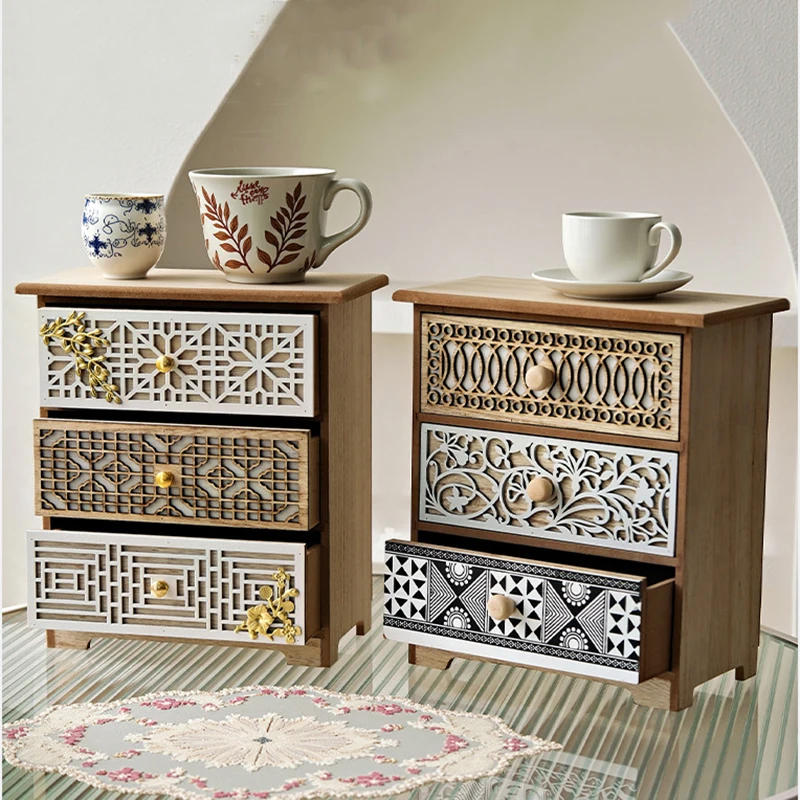 Description Picture 3 of itemWooden Storage Drawers Home Office Desk Drawer Type Storage Box Bedroom Removable Decoration Makeup Organizer for The Drawer