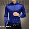 Hot Selling New Men's Luxury Shirts Wedding Party Dress Long Sleeve Shirt Silk Tuxedo Shirt Men Mercerized Cotton Shirt