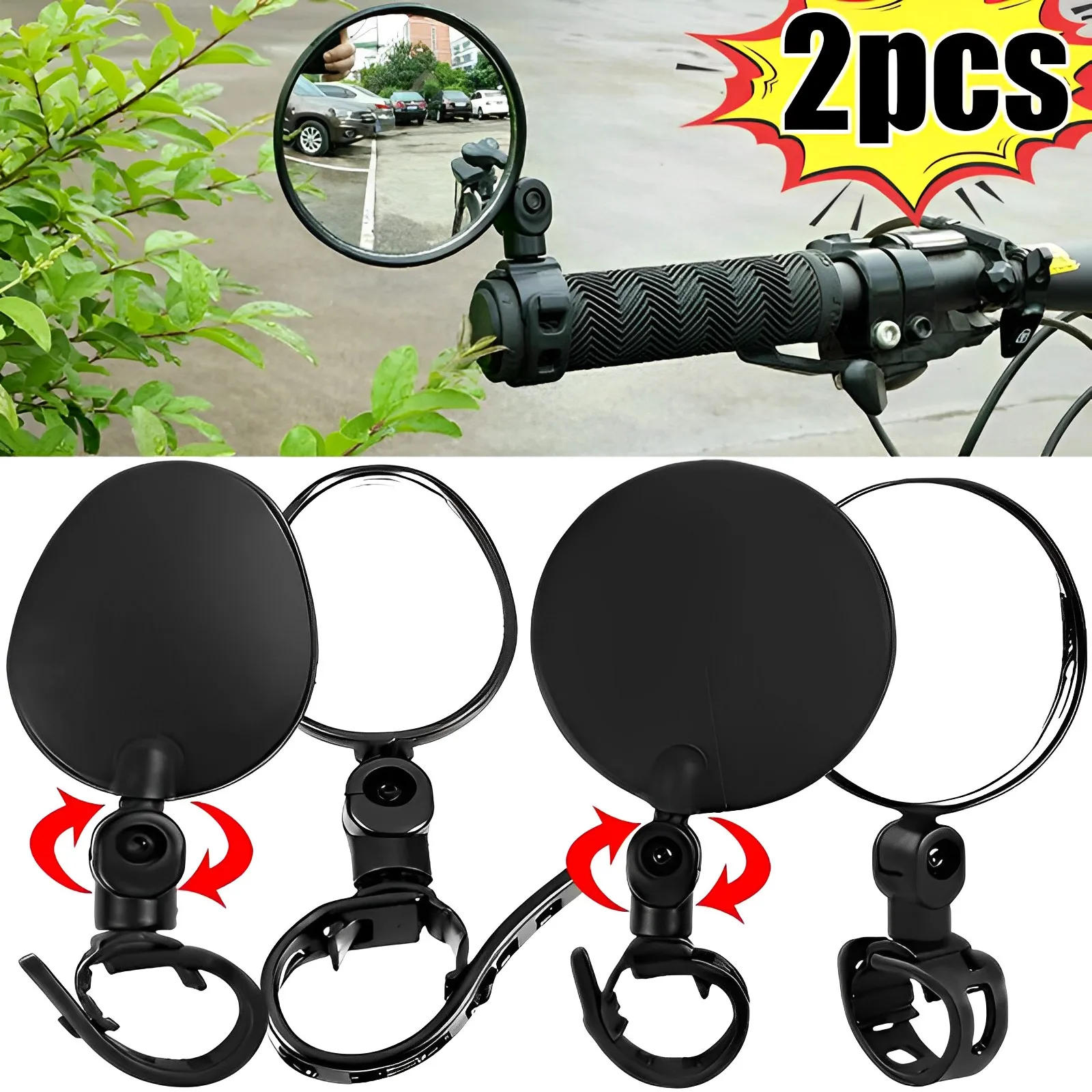 Description Picture 3 of itemBicycle Rearview Mirror Handlebar Mount 360 Rotation Adjustable Bike Wide Angle Modified Convex Mirrors Reflector Accessories
