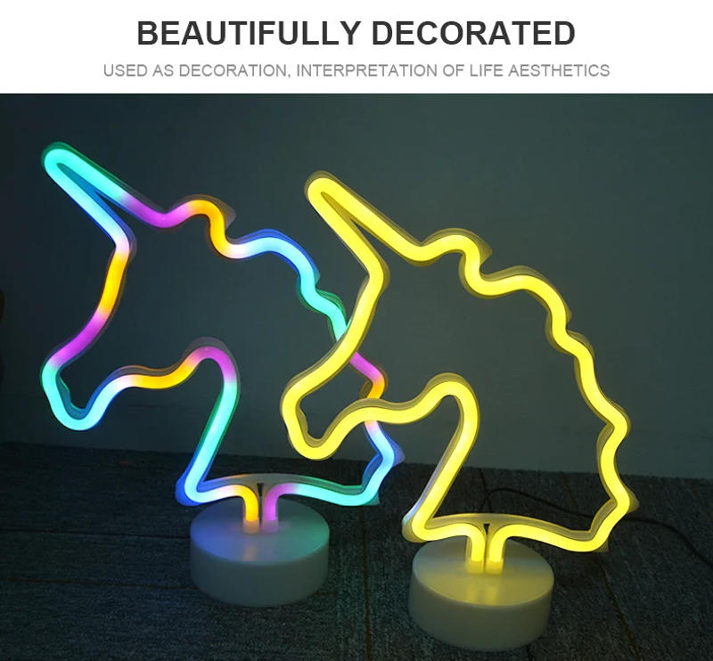 Description Picture 3 of itemUSB LED Neon Signs Flamingo Unicorn Night Light 3D Wall Art&Game Room Bedroom Decor Lamp Signs Cactus Coconut Tree Pineapple