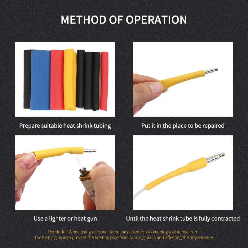 Description Picture 5 of item328PCS/lot Polyolefin Heat Shrinkable Tubing Sleeving Termoretractil 2:1 PVC Shrink Cable Wrap Insulation Wire Assortment Kit