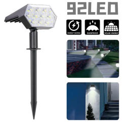 1PCS Solar Spot Light 92 LED Outdoor Garden Solar Landscape Spotlights Waterproof 3 Modes Wall Light Door Backyard Garag